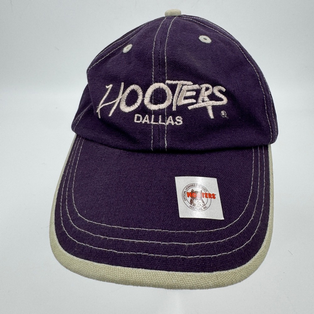 Hooters Dallas Adams Purple Cotton Adjustable Baseball‎ Cap Hat Contrast Stitch
